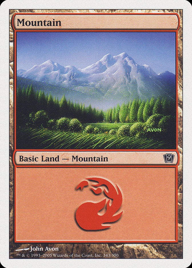 MTG Magic the Gathering Mountain (343/359) Ninth Edition MP