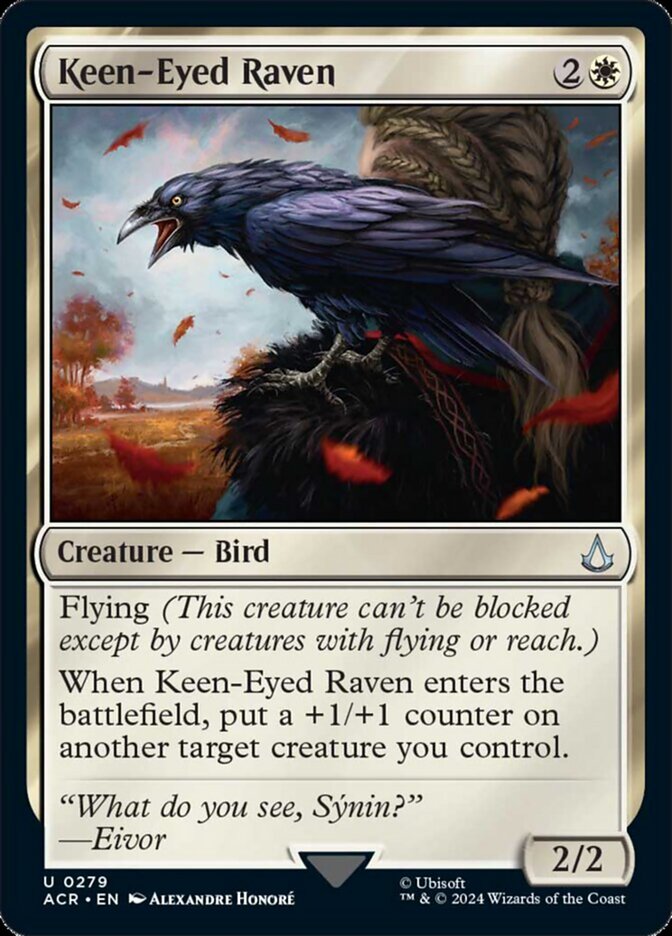mtg raven cards MTG Magic the Gathering Keen-Eyed Raven (279/315) Assassin's Creed LP