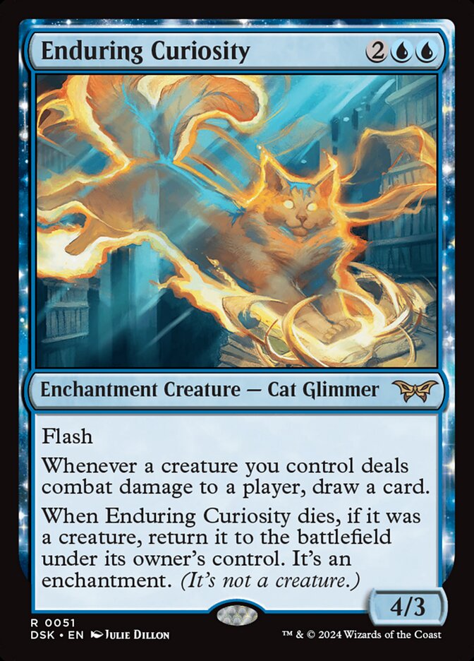 mtg duskmourn enduring cards Innocence Flash Whenever a creature you control deals combat damage to a player Enduring Curiosity [Duskmourn: House of