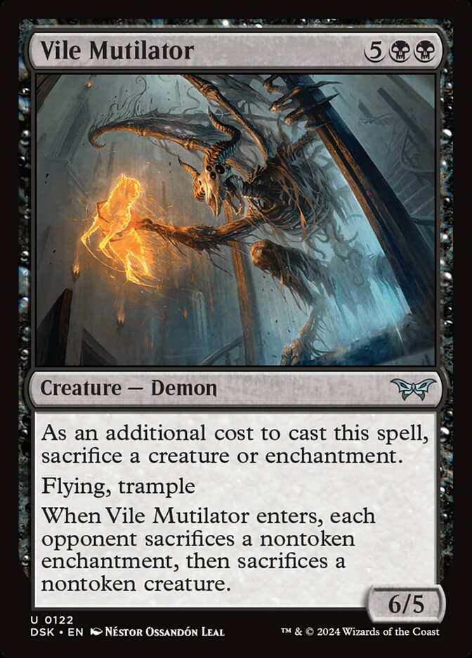 mtg duskmourn card prices Magic the Gathering Duskmourn: House of Horror Uncommon Vile Mutilator #122