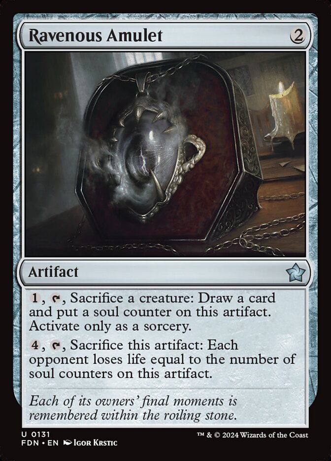 mtg card draw artifacts MtG Foundations Uncommon Ravenous Amulet #131
