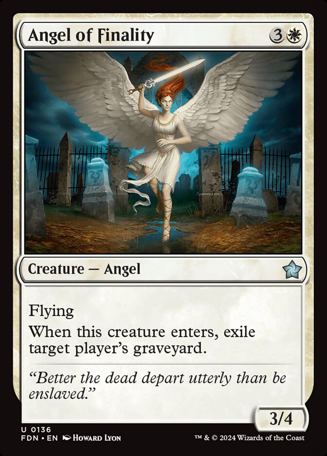 Magic the Gathering Foundations Uncommon Angel of Finality #136