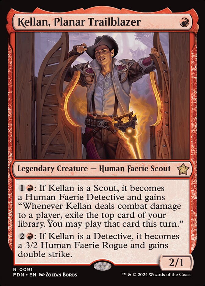 Magic the Gathering Foundations Rare Foil Kellan, Planar Trailblazer #91