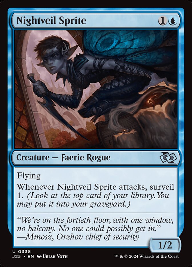 MTG Magic the Gathering Nightveil Sprite (335/779) Foundations Jumpstart LP 