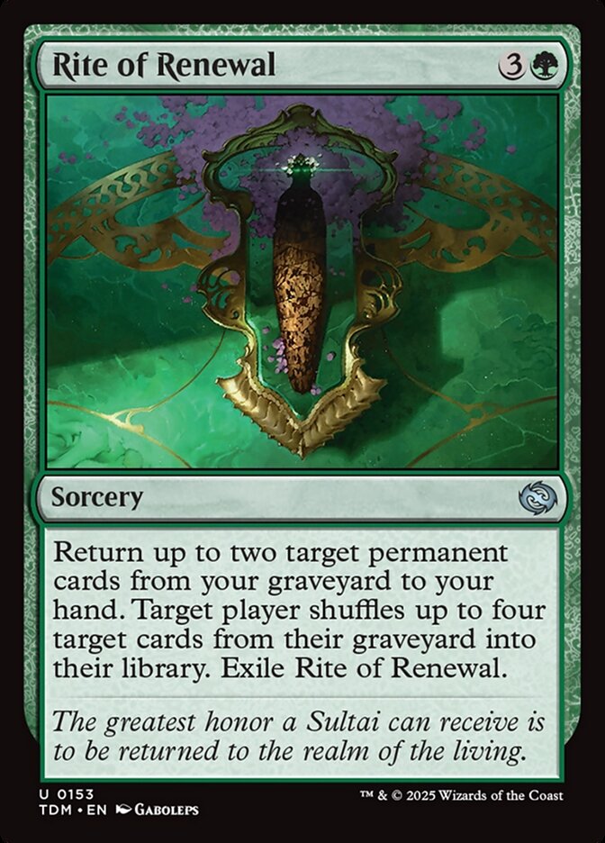 mtg cards that return graveyard to library Magic the Gathering Rite of Renewal (153/471) Tarkir Dragonstorm NM Then each player draws up to seven cards. mtg cards that return graveyard