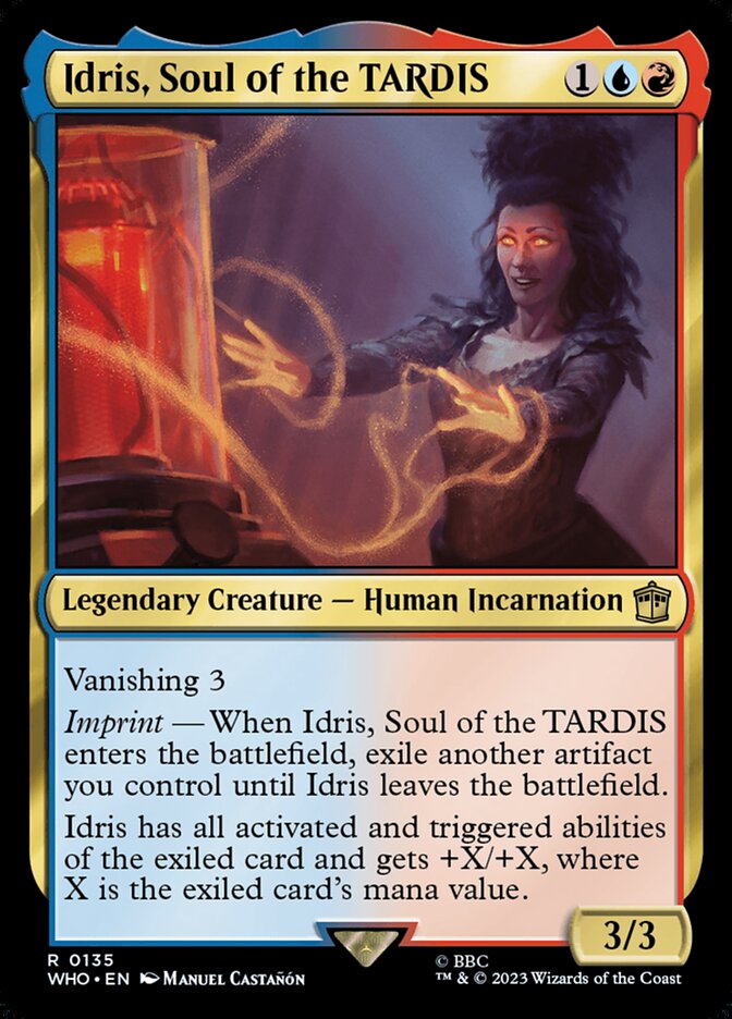 mtg tardis card Magic The Gathering - Universes Beyond - Doctor Who exile another artifact you control until Idris leaves the battlefield TARDIS (Showcase) - Magic the