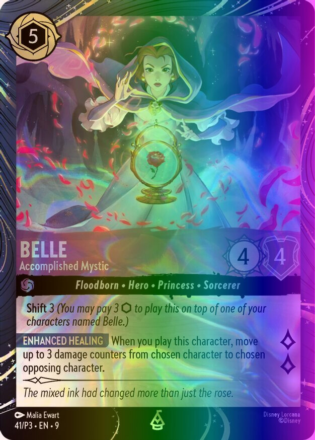 ロルカナ　ベル　プロモ　Belle Accomplished Mystic 英語 Belle - Accomplished Mystic (41/108) Disney Lorcana Promo Cards NM