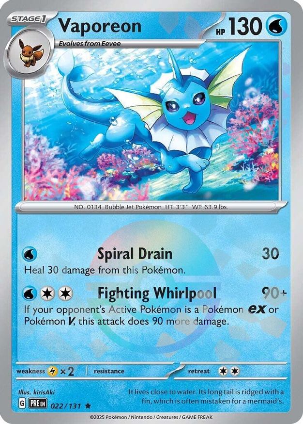 Vaporeon (22/378) Prismatic Evolutions NM REVERSE HOLO- Poke Ball Pattern